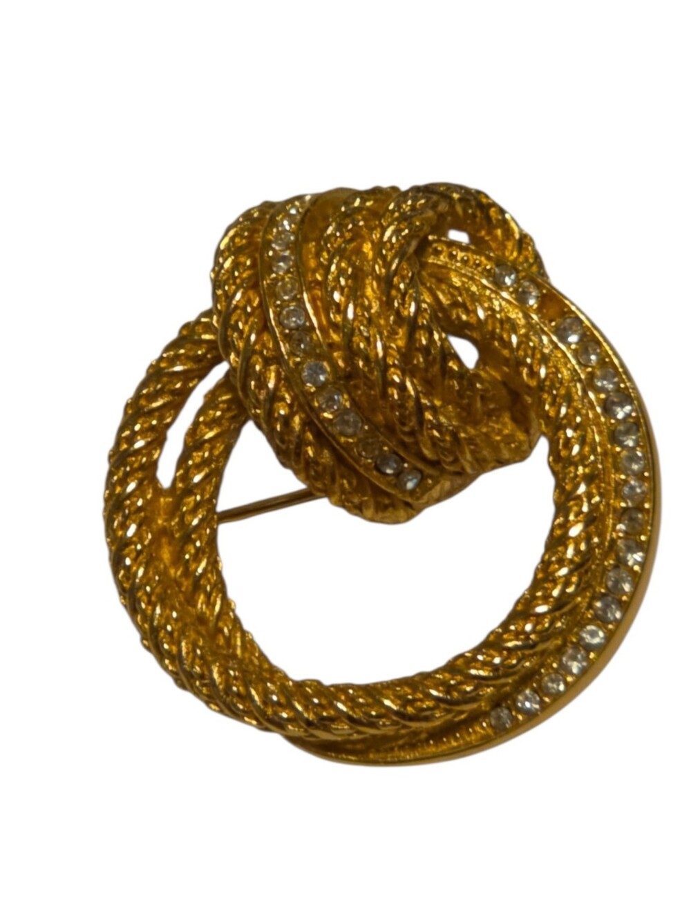 Vintage Gold Tone Rope Knot Statement Clip On Earrings Textured Nautical